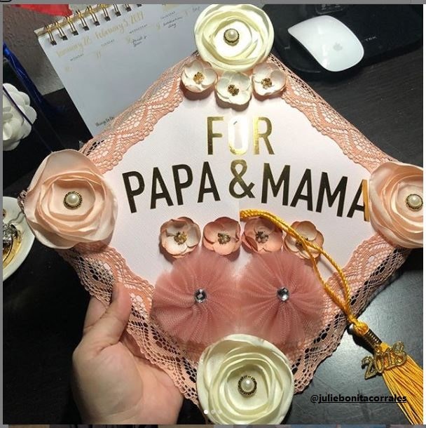 Pink Rose Graduation Cap for Parents